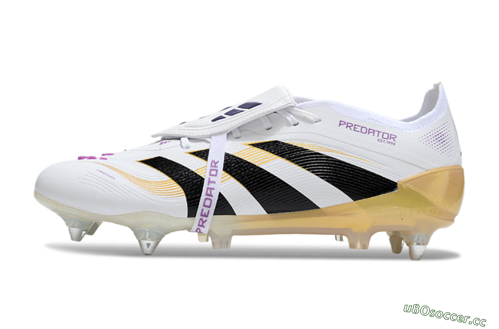Men's Adidas Predator 25 Elite Foldover Tongue SG Soft Ground Low-Tops Football Boots - White/Black/Gold 0