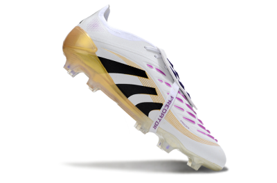 Men's Adidas Predator 25 Elite Foldover Tongue FG Firm Ground Low-Tops Football Boots - White/Black/Gold