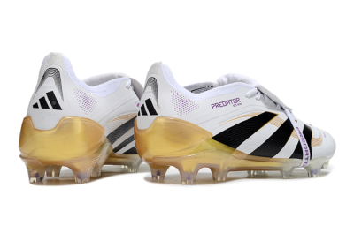 Men's Adidas Predator 25 Elite Foldover Tongue FG Firm Ground Low-Tops Football Boots - White/Black/Gold