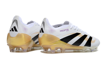 Men's Adidas Predator 25 Elite FG Firm Ground Low-Tops Football Boots - White/Black/Gold