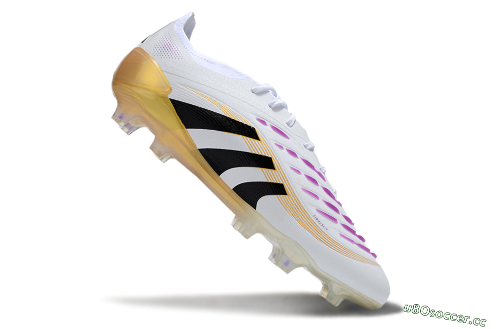 Men's Adidas Predator 25 Elite FG Firm Ground Low-Tops Football Boots - White/Black/Gold 4