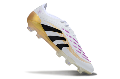 Men's Adidas Predator 25 Elite FG Firm Ground Low-Tops Football Boots - White/Black/Gold