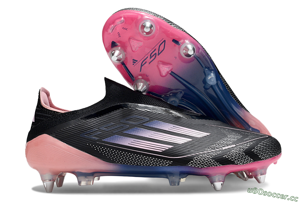 Men's Adidas F50 Elite Laceless SG Soft Ground Low-Tops Football Boots - Black/Blue/Pink 2