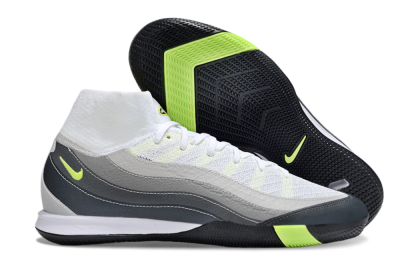 Men's Nike Air Zoom Mercurial Superfly 10 Elite IC Indoor & Futsal High-Tops Football Shoes - White/Grey/Black