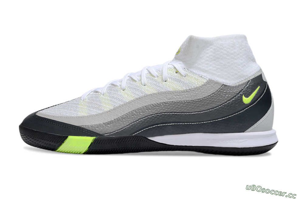 Men's Nike Air Zoom Mercurial Superfly 10 Elite IC Indoor & Futsal High-Tops Football Shoes - White/Grey/Black 0