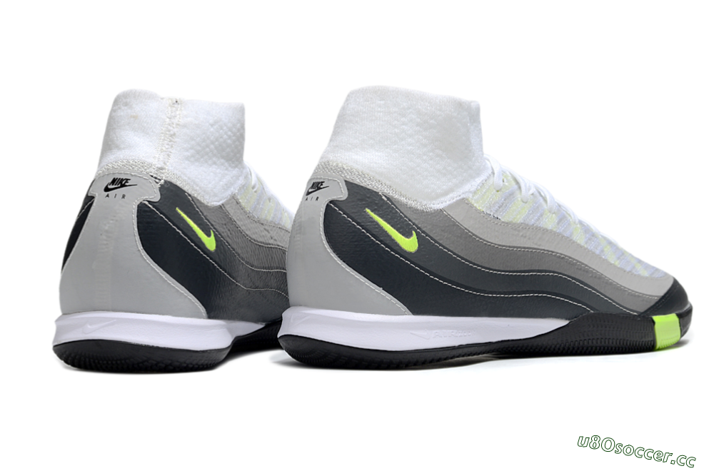 Men's Nike Air Zoom Mercurial Superfly 10 Elite IC Indoor & Futsal High-Tops Football Shoes - White/Grey/Black 6