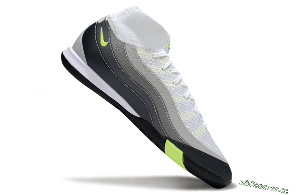 Men's Nike Air Zoom Mercurial Superfly 10 Elite IC Indoor & Futsal High-Tops Football Shoes - White/Grey/Black 4