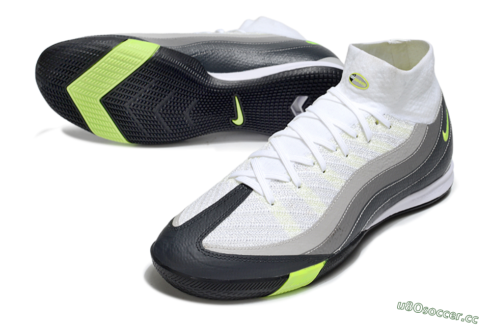 Men's Nike Air Zoom Mercurial Superfly 10 Elite IC Indoor & Futsal High-Tops Football Shoes - White/Grey/Black 3