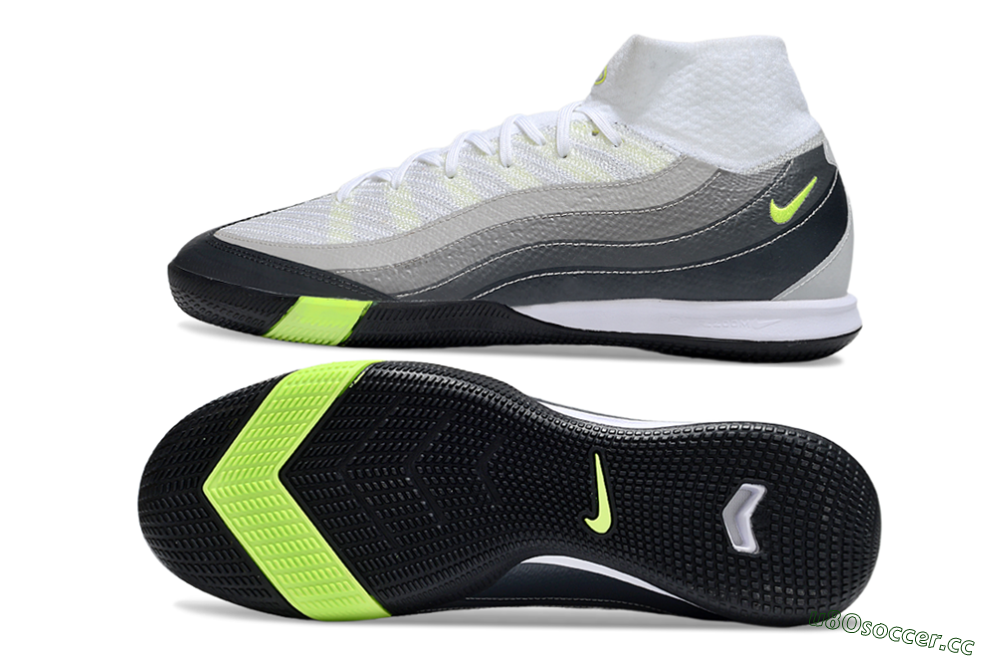 Men's Nike Air Zoom Mercurial Superfly 10 Elite IC Indoor & Futsal High-Tops Football Shoes - White/Grey/Black 1