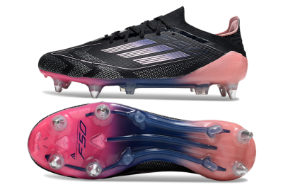 Men's Adidas F50 Elite SG Soft Ground Low-Tops Football Boots - Black/Blue/Pink