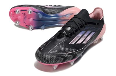 Men's Adidas F50 Elite SG Soft Ground Low-Tops Football Boots - Black/Blue/Pink