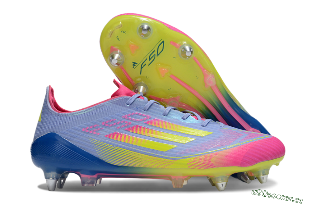 Men's Adidas F50 Elite SG Soft Ground Low-Tops Football Boots - Blue/Yellow/Pink 2