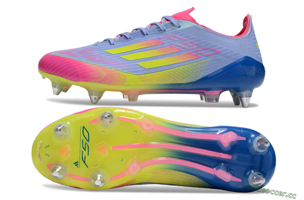 Men's Adidas F50 Elite SG Soft Ground Low-Tops Football Boots - Blue/Yellow/Pink 1