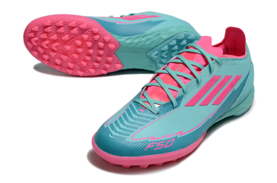 Men's Messi x Adidas F50 Pro TF Artificial Turf Low-Tops Football Shoes - Jade/Pink