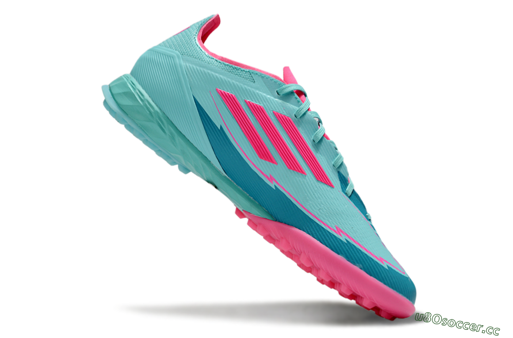 Men's Messi x Adidas F50 Pro TF Artificial Turf Low-Tops Football Shoes - Jade/Pink 4
