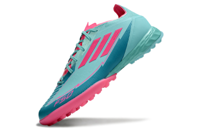 Men's Messi x Adidas F50 Pro TF Artificial Turf Low-Tops Football Shoes - Jade/Pink