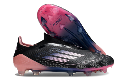 Unisex Adidas F50 Elite Laceless FG Firm Ground Low-Tops Football Boots - Black/Blue/Pink