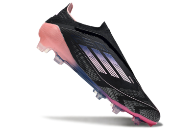 Unisex Adidas F50 Elite Laceless FG Firm Ground Low-Tops Football Boots - Black/Blue/Pink