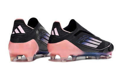 Unisex Adidas F50 Elite Laceless FG Firm Ground Low-Tops Football Boots - Black/Blue/Pink