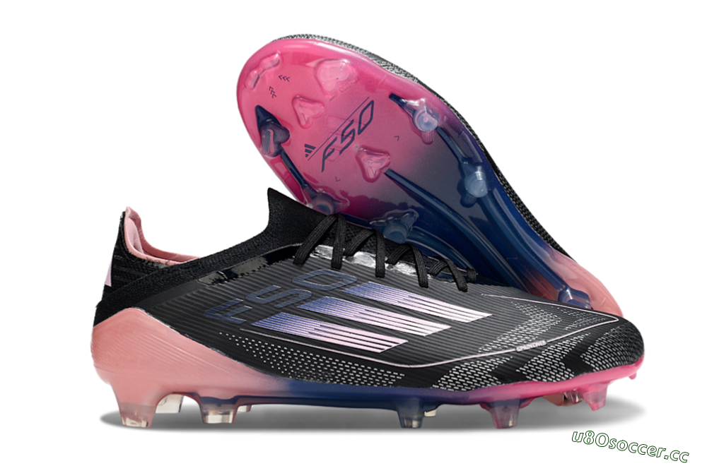 Unisex Adidas F50 Elite FG Firm Ground Low-Tops Football Boots - Black/Blue/Pink 2