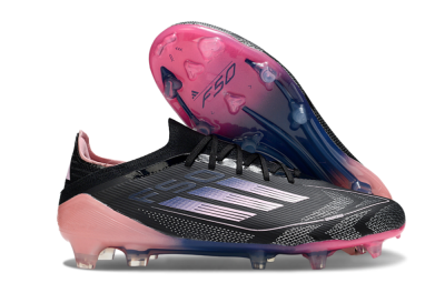 Unisex Adidas F50 Elite FG Firm Ground Low-Tops Football Boots - Black/Blue/Pink
