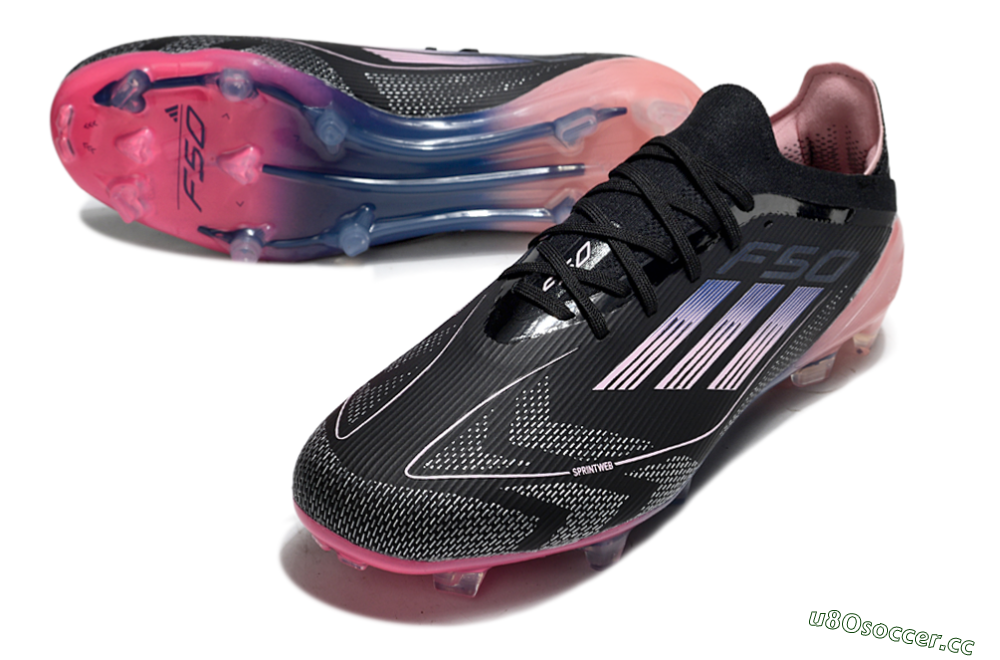 Unisex Adidas F50 Elite FG Firm Ground Low-Tops Football Boots - Black/Blue/Pink 3