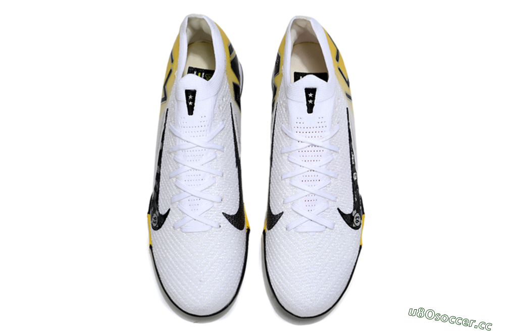 Unisex KM x Nike Air Zoom Mercurial Vapor 16 Elite TF Artificial Turf Low-Tops Football Shoes - White/Black/Yellow 4
