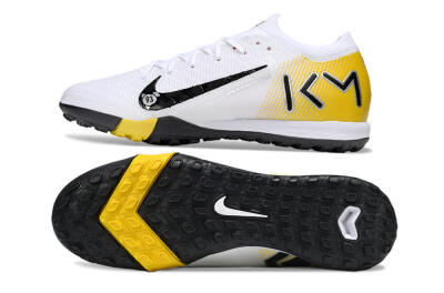 Unisex KM x Nike Air Zoom Mercurial Vapor 16 Elite TF Artificial Turf Low-Tops Football Shoes - White/Black/Yellow