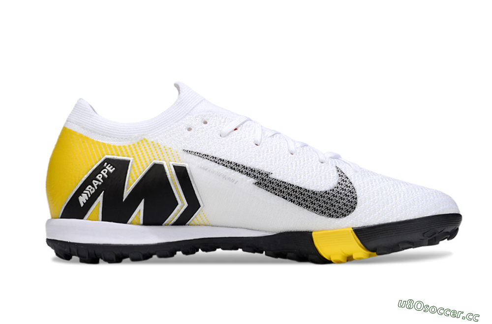 Unisex KM x Nike Air Zoom Mercurial Vapor 16 Elite TF Artificial Turf Low-Tops Football Shoes - White/Black/Yellow 7