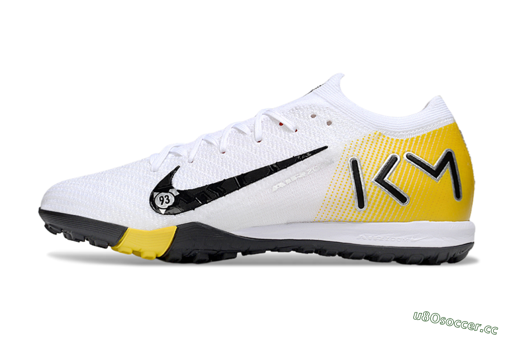 Unisex KM x Nike Air Zoom Mercurial Vapor 16 Elite TF Artificial Turf Low-Tops Football Shoes - White/Black/Yellow 0