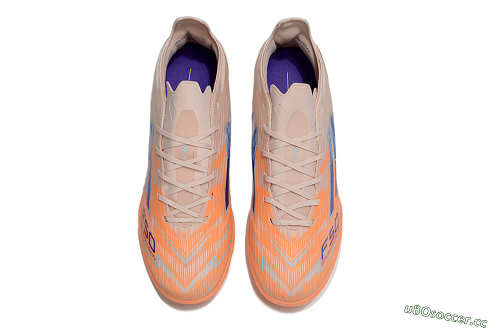 Unisex Adidas F50 Pro TF Artificial Turf Low-Tops Football Shoes - Pink/Orange/Blue 4