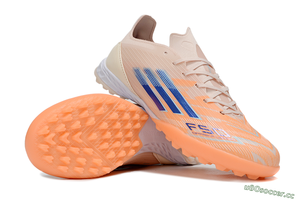Unisex Adidas F50 Pro TF Artificial Turf Low-Tops Football Shoes - Pink/Orange/Blue 3
