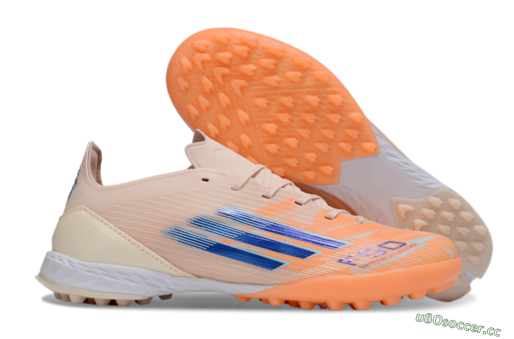Unisex Adidas F50 Pro TF Artificial Turf Low-Tops Football Shoes - Pink/Orange/Blue 2