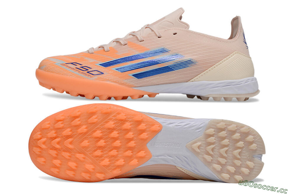 Unisex Adidas F50 Pro TF Artificial Turf Low-Tops Football Shoes - Pink/Orange/Blue 1