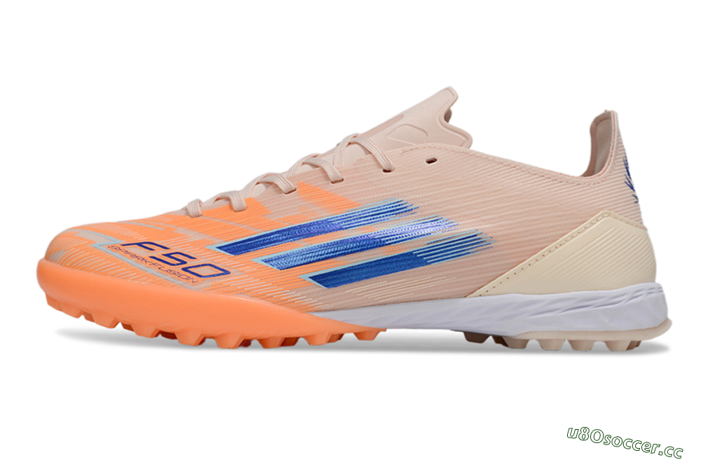 Unisex Adidas F50 Pro TF Artificial Turf Low-Tops Football Shoes - Pink/Orange/Blue 0