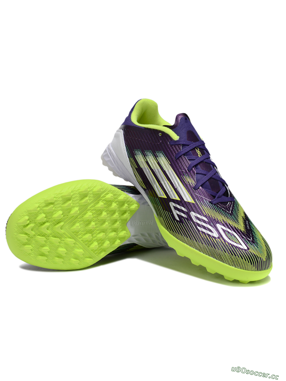 Unisex Adidas F50 Pro TF Artificial Turf Low-Tops Football Shoes - Purple/Silver/Yellow 3
