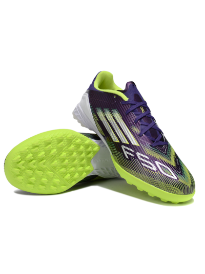 Unisex Adidas F50 Pro TF Artificial Turf Low-Tops Football Shoes - Purple/Silver/Yellow