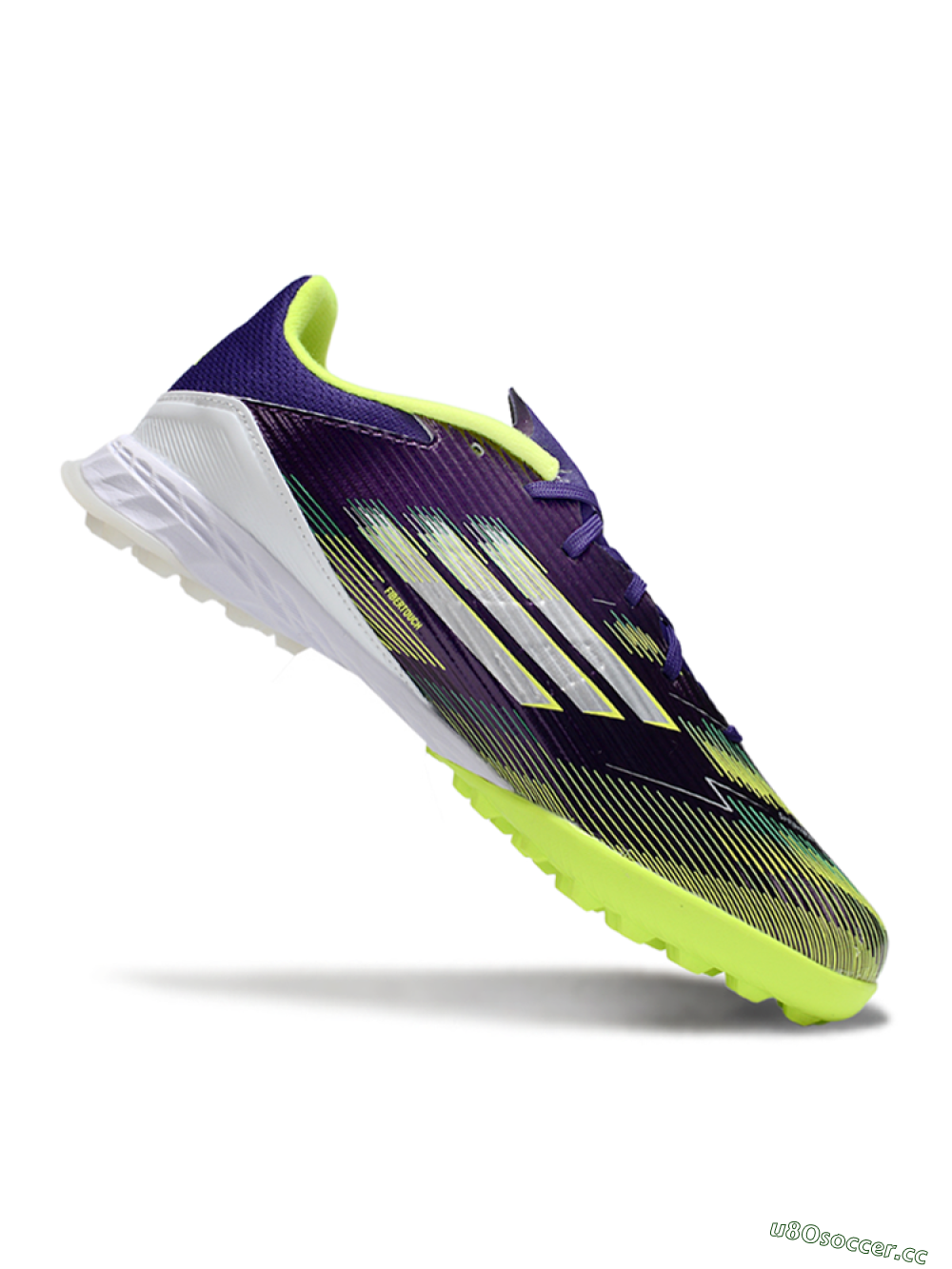Unisex Adidas F50 Pro TF Artificial Turf Low-Tops Football Shoes - Purple/Silver/Yellow 4