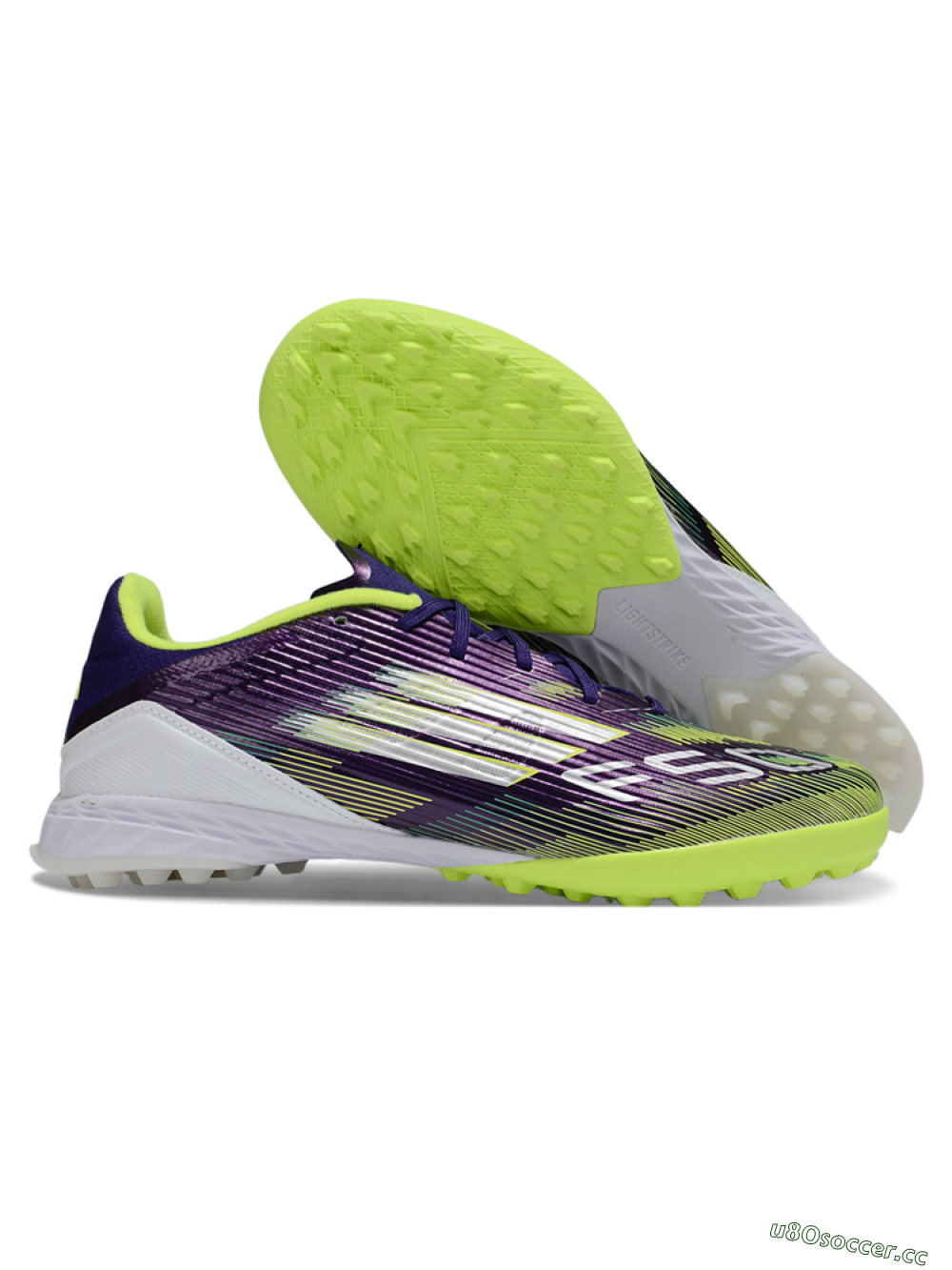 Unisex Adidas F50 Pro TF Artificial Turf Low-Tops Football Shoes - Purple/Silver/Yellow 2