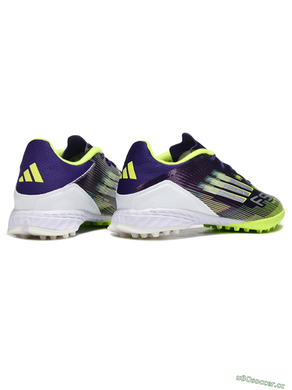 Unisex Adidas F50 Pro TF Artificial Turf Low-Tops Football Shoes - Purple/Silver/Yellow 5