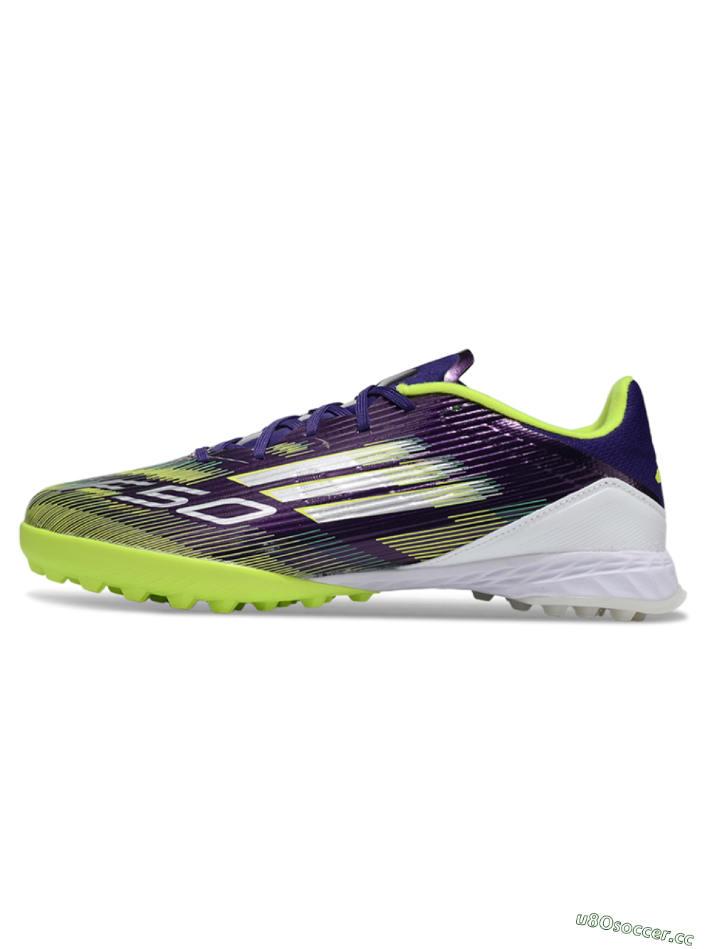 Unisex Adidas F50 Pro TF Artificial Turf Low-Tops Football Shoes - Purple/Silver/Yellow 0