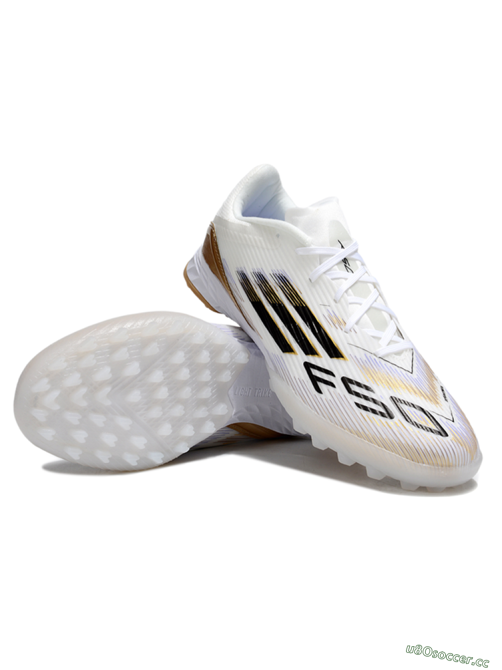 Unisex Adidas F50 Pro TF Artificial Turf Low-Tops Football Shoes - White/Black/Gold 3
