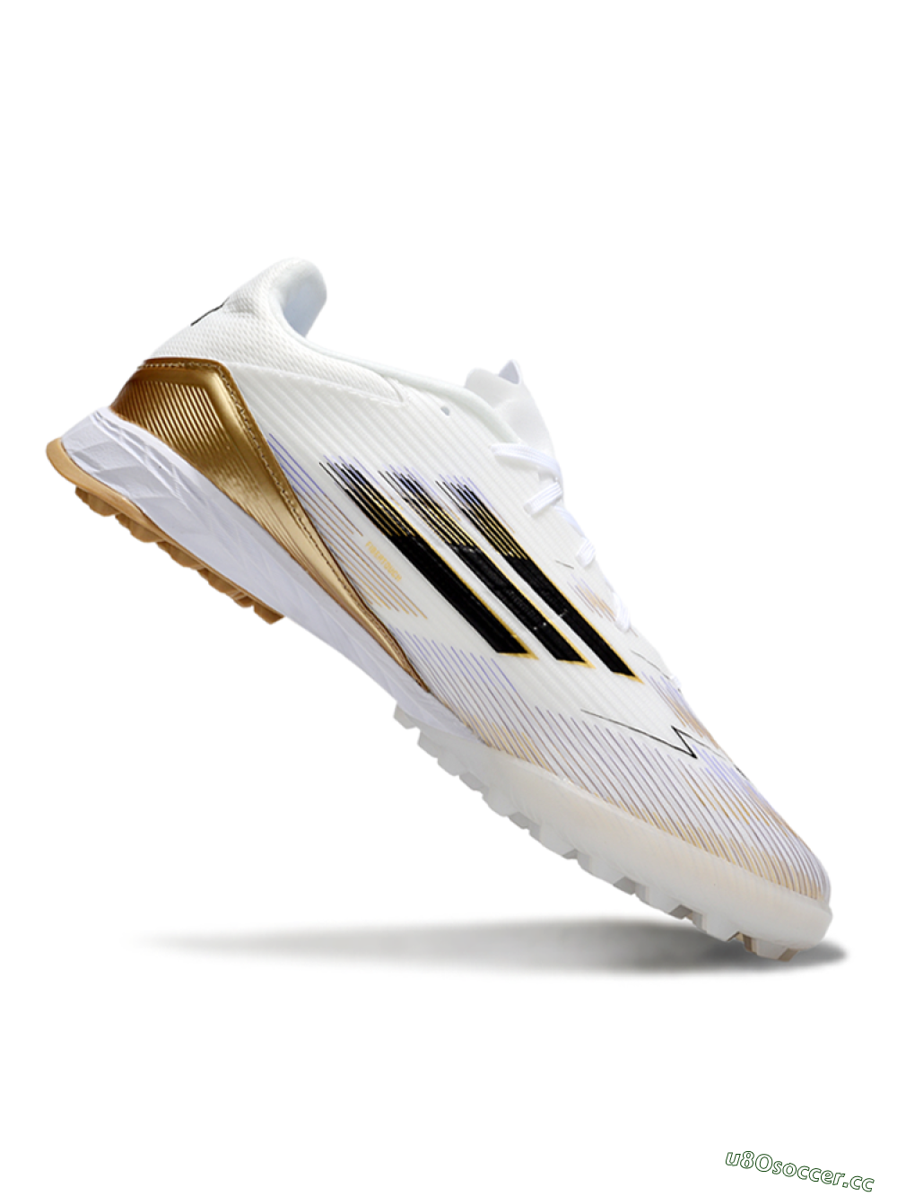 Unisex Adidas F50 Pro TF Artificial Turf Low-Tops Football Shoes - White/Black/Gold 4