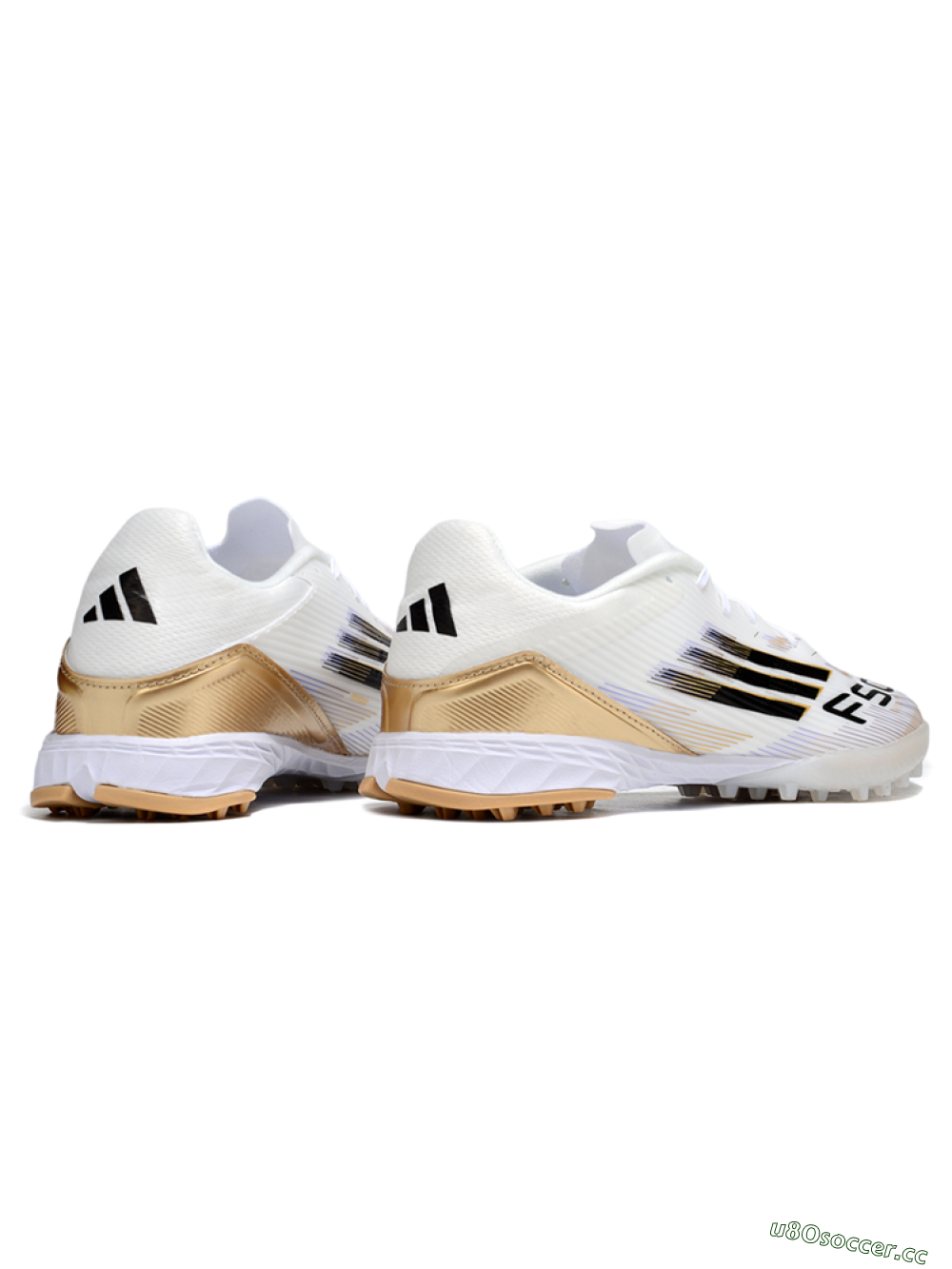 Unisex Adidas F50 Pro TF Artificial Turf Low-Tops Football Shoes - White/Black/Gold 6