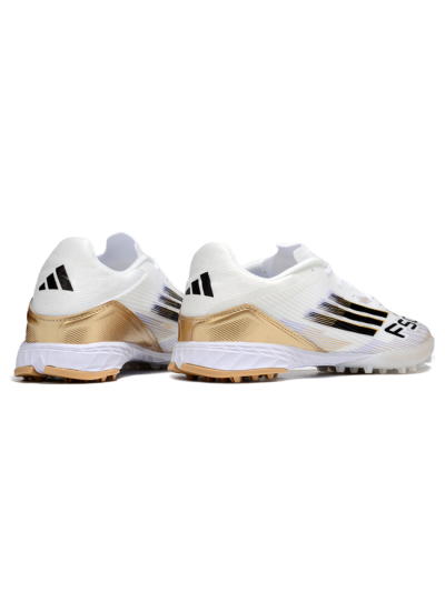 Unisex Adidas F50 Pro TF Artificial Turf Low-Tops Football Shoes - White/Black/Gold