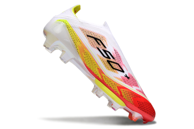 Unisex Adidas F50+ Elite Lightstrike Pro Laceless FG Firm Ground Low-Tops Football Boots - White/Red/Yellow