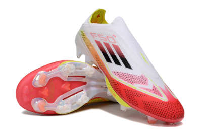 Unisex Adidas F50+ Elite Lightstrike Pro Laceless FG Firm Ground Low-Tops Football Boots - White/Red/Yellow