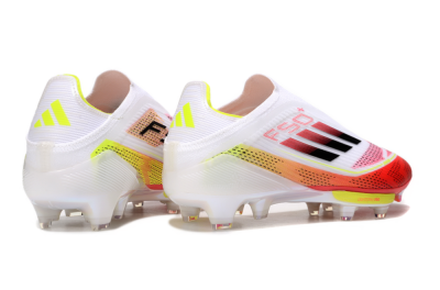 Unisex Adidas F50+ Elite Lightstrike Pro Laceless FG Firm Ground Low-Tops Football Boots - White/Red/Yellow