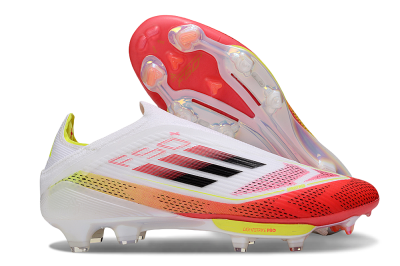 Unisex Adidas F50+ Elite Lightstrike Pro Laceless FG Firm Ground Low-Tops Football Boots - White/Red/Yellow