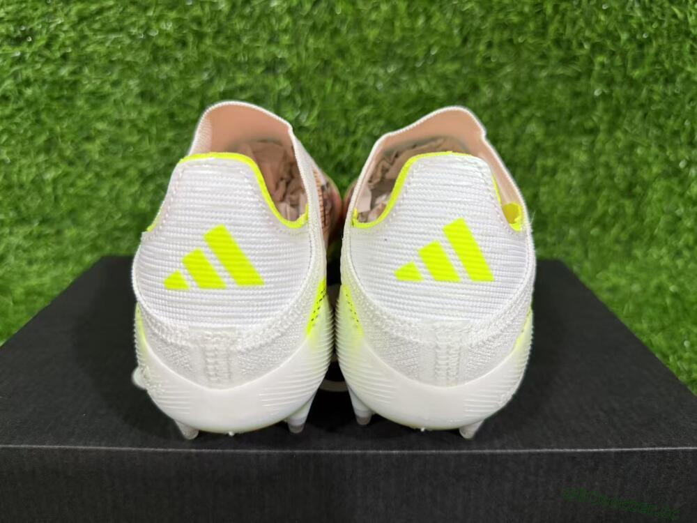 Unisex Adidas F50+ Elite Lightstrike Pro Laceless FG Firm Ground Low-Tops Football Boots - White/Red/Yellow